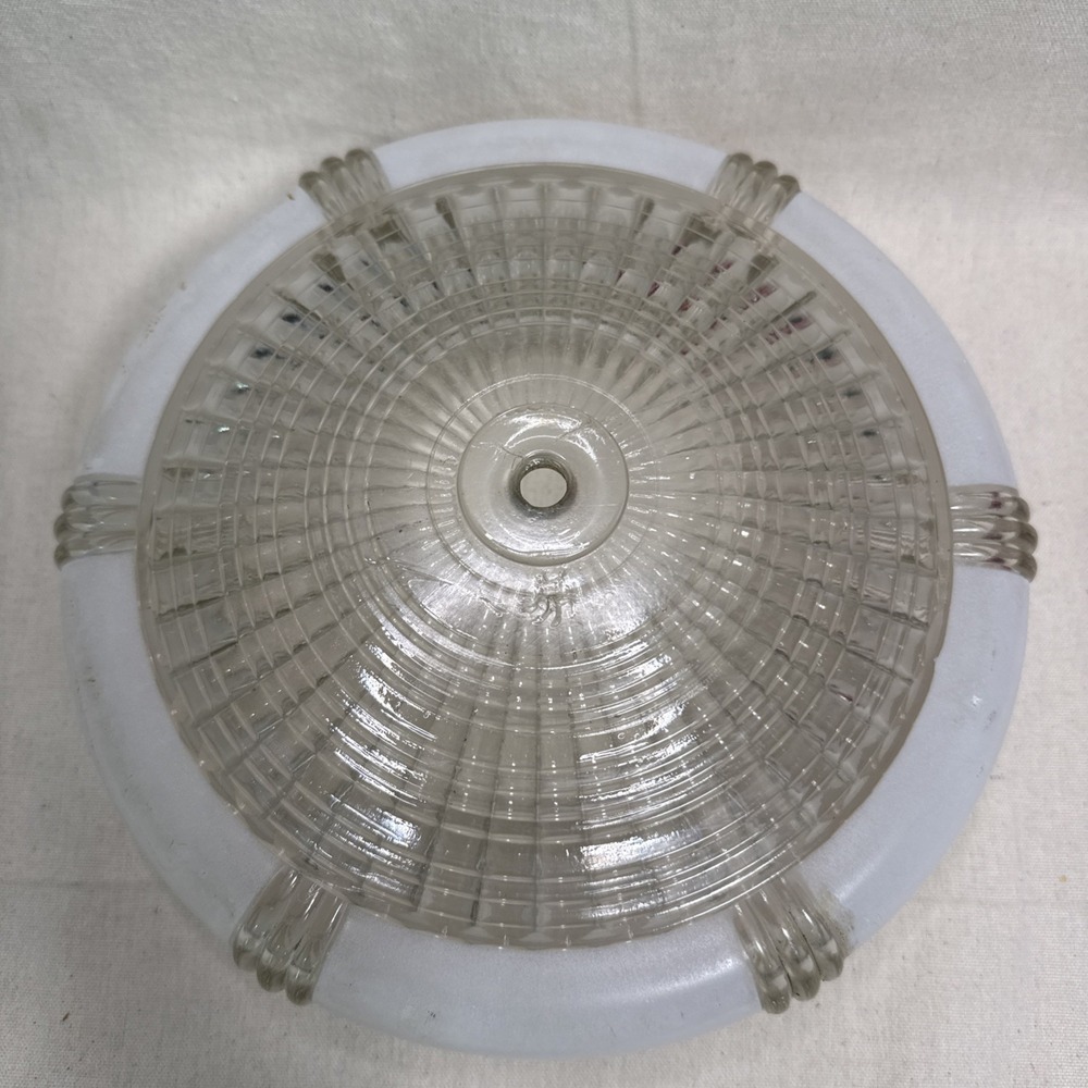 Vintage 1950s MCM Glass Ceiling Light Shade 10" Flush Mount Globe Frosted